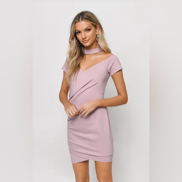 🆕 TOBI Daina Choker Bodycon Dress Mauve NWT size Small - Picture 1 of 13